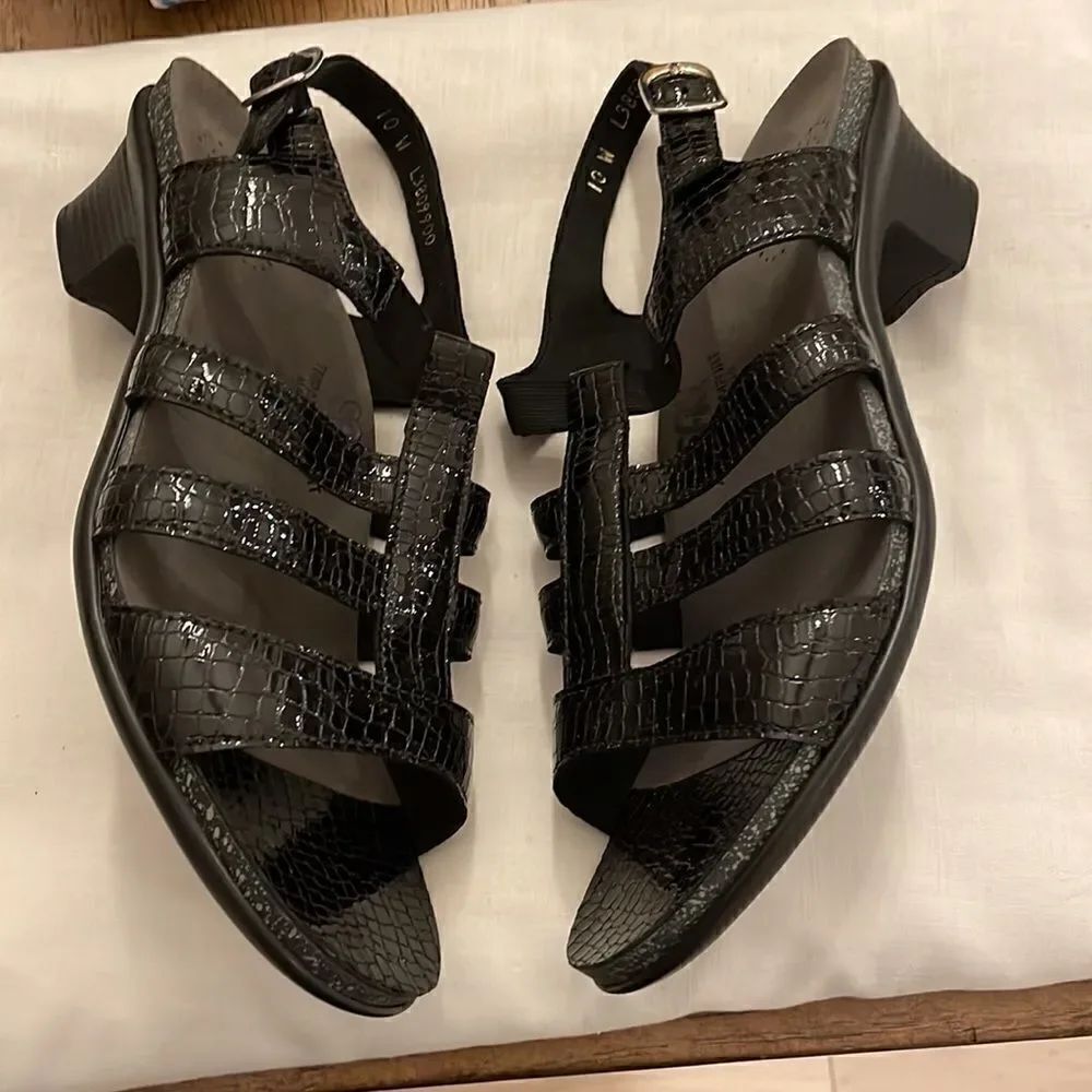 SAS ALLEGRO BLACK CROC SANDALS.  NEW - Picture 2 of 10